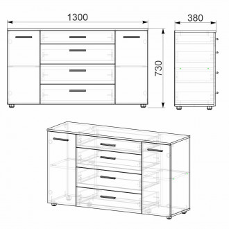 Комод 1-3-2 (3720 Компанит)